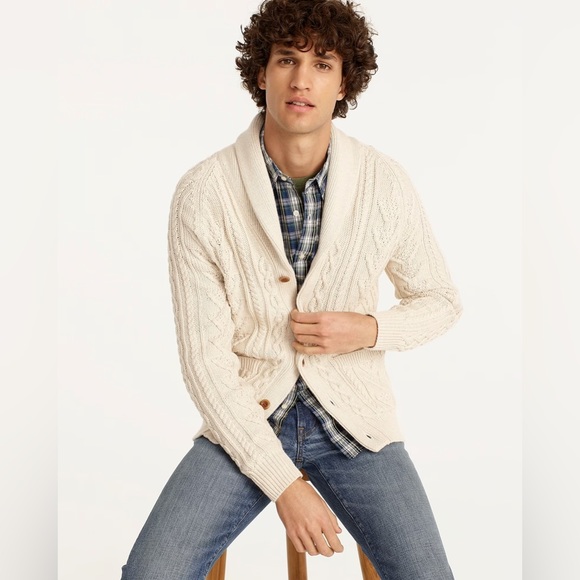 J. Crew Other - NWT JCrew Cotton cable-knit shawl-collar cardigan sweater